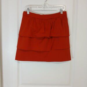 H&M Tiered Ruffle Mini Skirt Women’s Size S Red Above Knee Party Casual